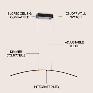Roxanna 41.5" Dimmable Adjustable Integrated LED Metal Linear Pendant - JONATHAN Y